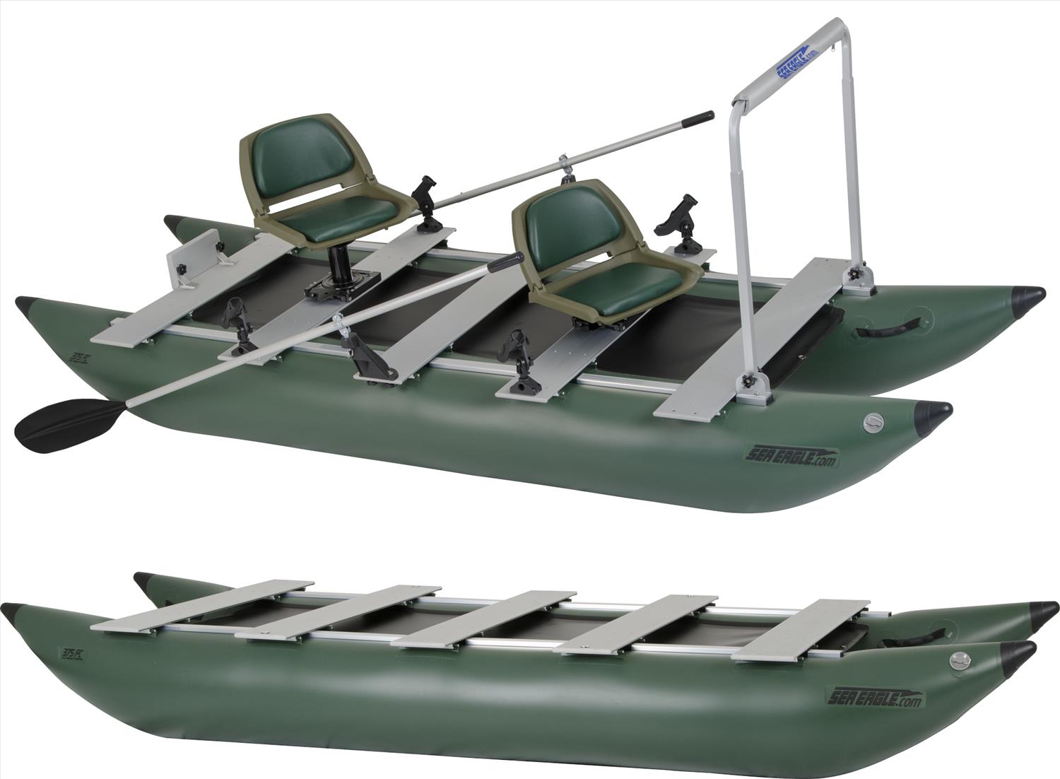 Sea Eagle - 375FC 2 Person 12'4" Green FoldCat Pro Angler Guide Pontoon Package Hull Fishing Boat ( 375FCK_P ) - Image 8