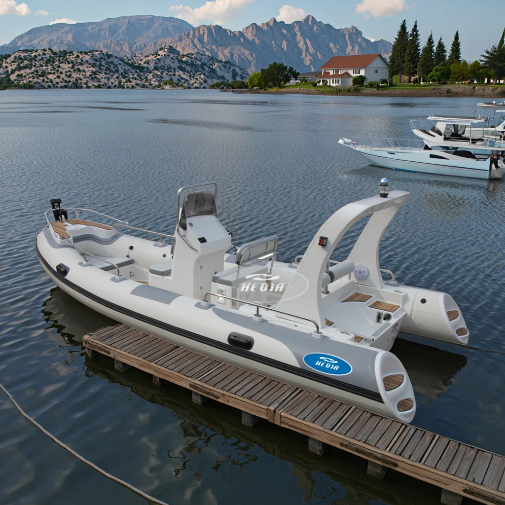 Premium 5.8m Fiberglass RIB Inflatable Boat, Center Console, 9-Passenger Capacity - Image 2