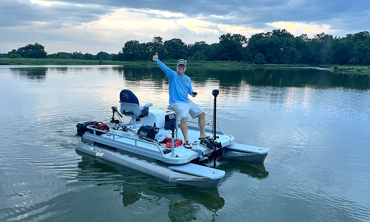 Pond King Sport Aluminum 2-Man Fishing Pontoon Boat - Stable, Low Maintenance